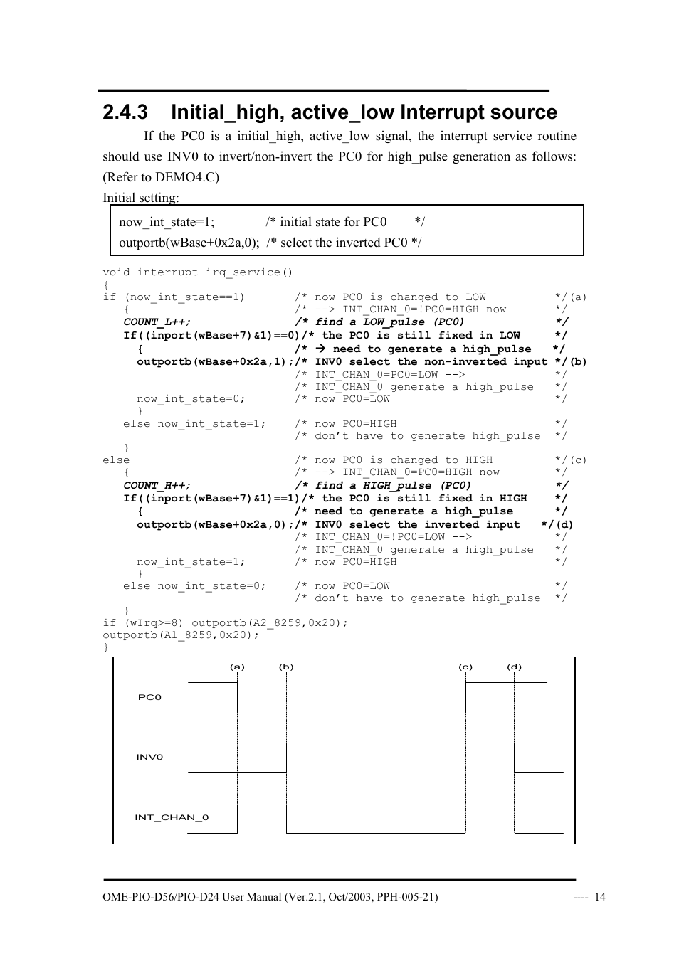 3 initial_high, active_low interrupt source | Omega Vehicle Security OME-PIO-D56 User Manual | Page 16 / 53