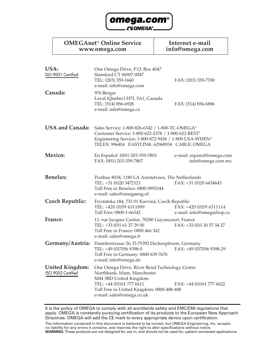 Servicing north america, For immediate technical or application assistance, Servicing europe | Omeganet | Omega Vehicle Security OME-PIO-D56 User Manual | Page 2 / 53