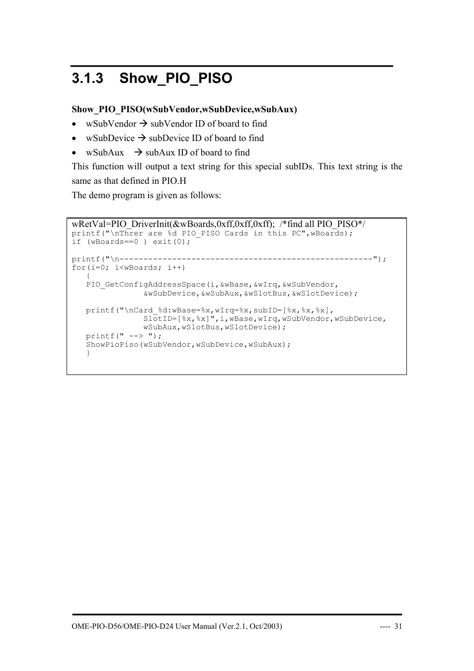 3 show_pio_piso | Omega Vehicle Security OME-PIO-D56 User Manual | Page 33 / 53