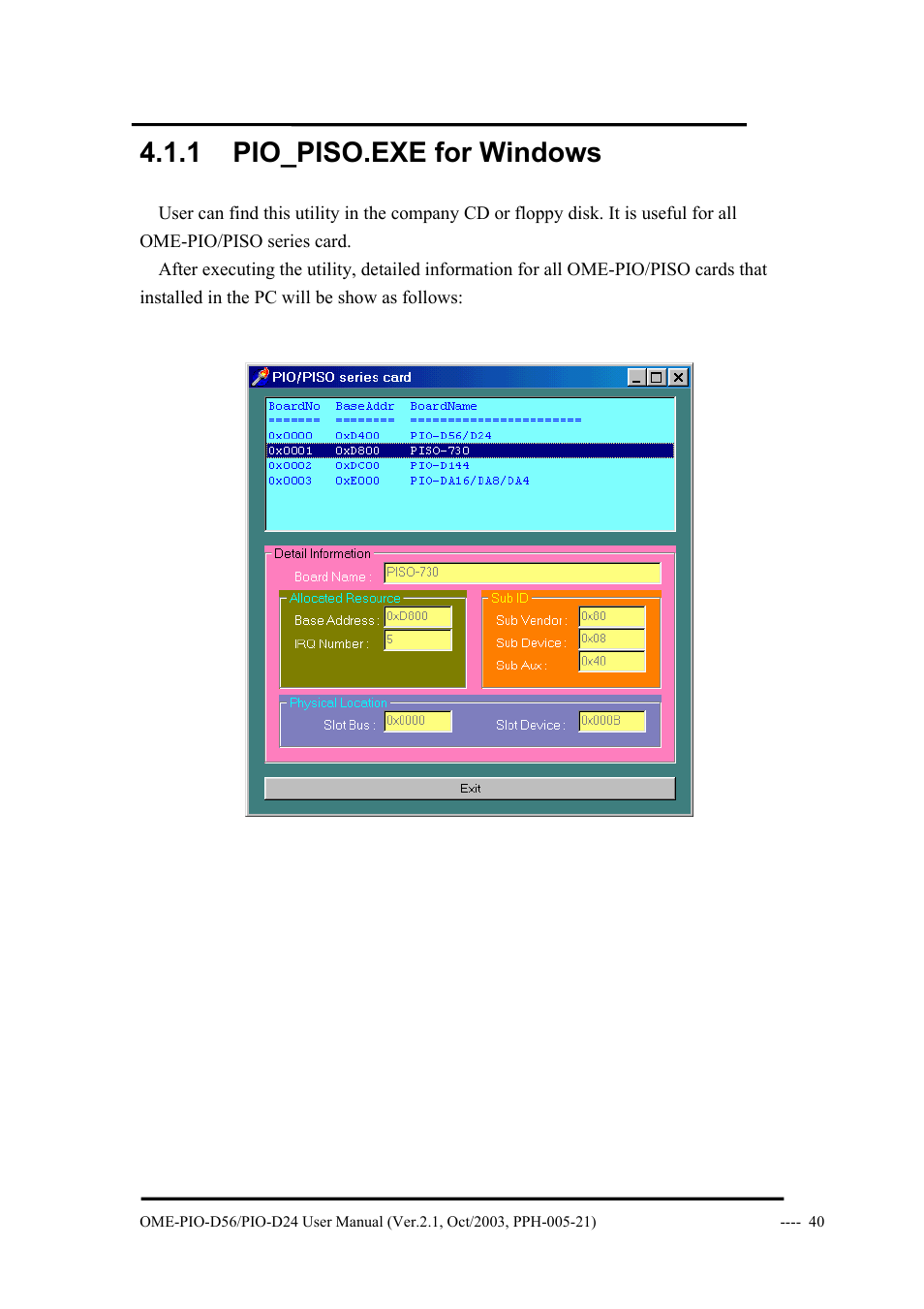 1 pio_piso.exe for windows | Omega Vehicle Security OME-PIO-D56 User Manual | Page 42 / 53