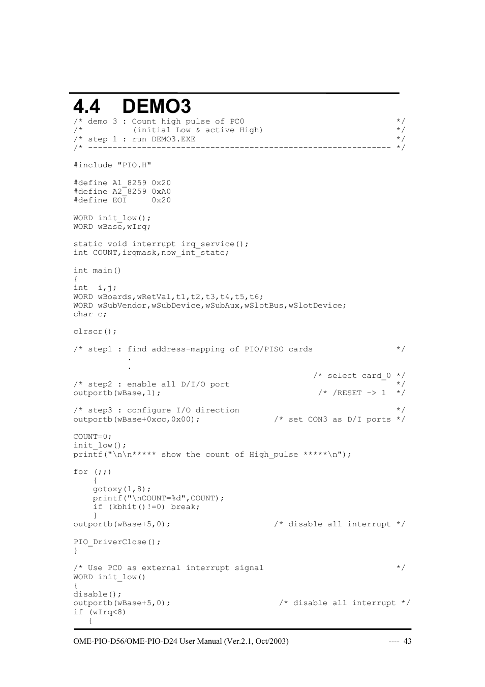 4 demo3, Demo3 | Omega Vehicle Security OME-PIO-D56 User Manual | Page 45 / 53