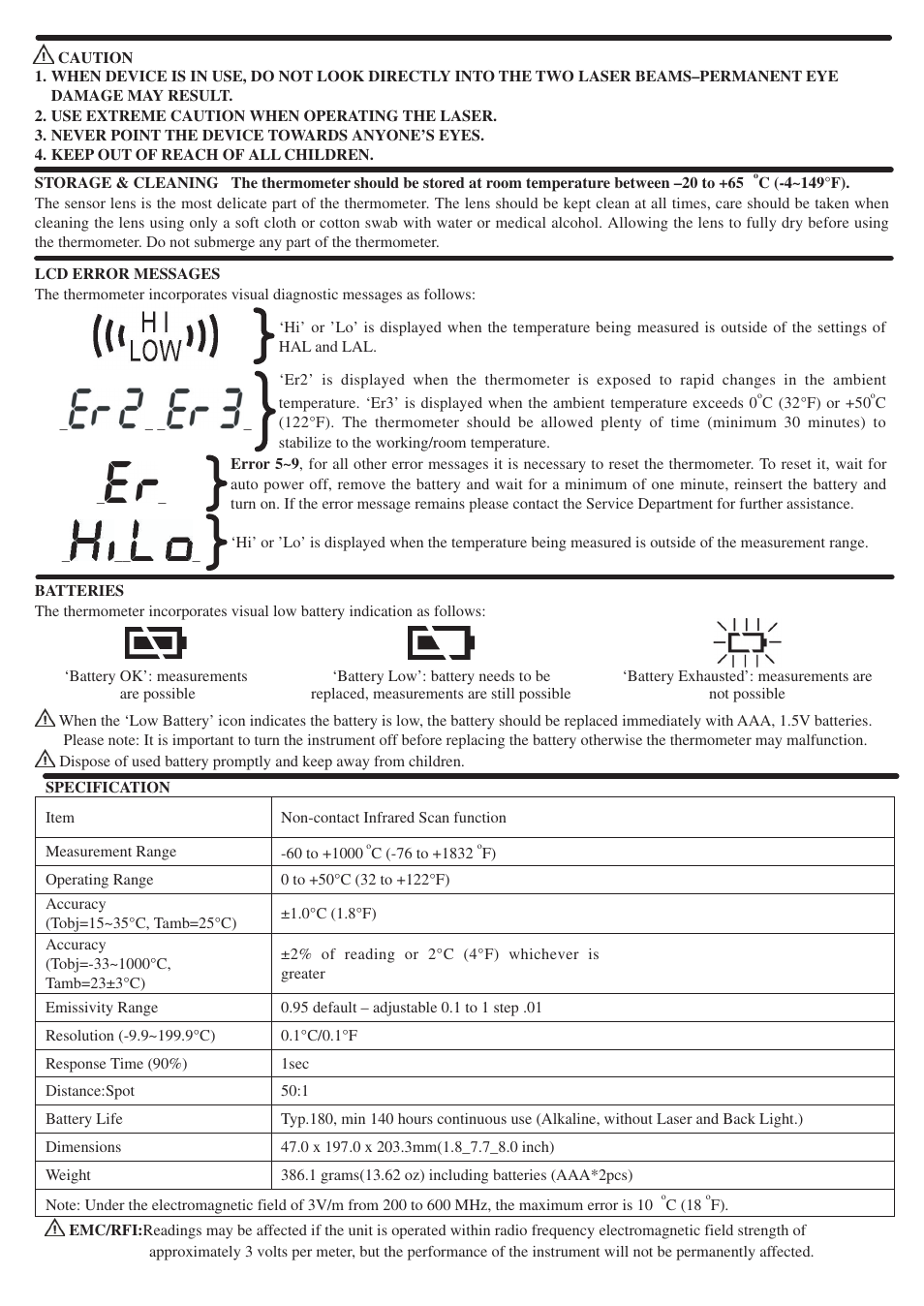 Thermometer operating instructions | Omega Vehicle Security OS425-LS User Manual | Page 3 / 4