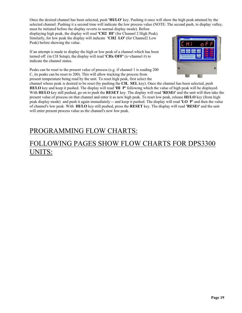 Programming flow charts, Following pages show flow charts for dps3300 units | Omega Vehicle Security wall mount Multi-Channel DPS3300 User Manual | Page 20 / 31