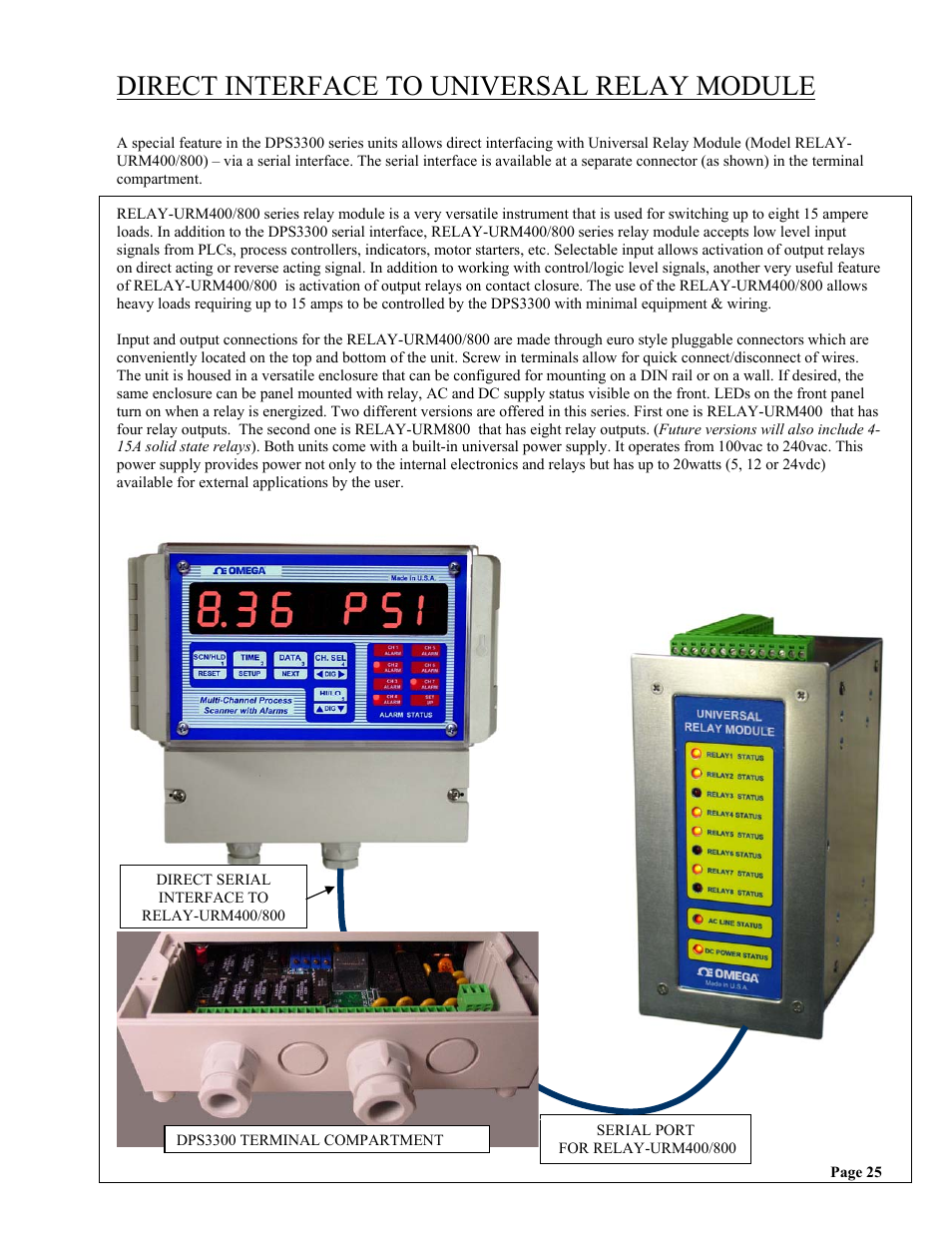 Direct interface to universal relay module | Omega Vehicle Security wall mount Multi-Channel DPS3300 User Manual | Page 26 / 31