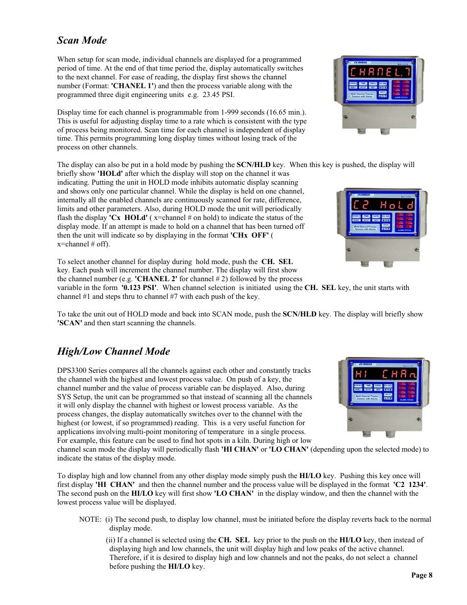 Scan mode, High/low channel mode | Omega Vehicle Security wall mount Multi-Channel DPS3300 User Manual | Page 9 / 31