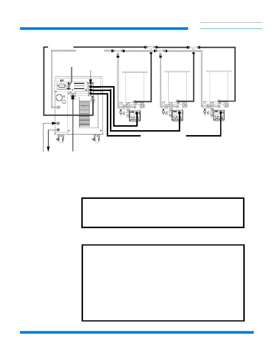 Helium supply, Multiple cryo-torr cryopump connections, Caution | Helium line connections, Multiple cryo-torr cryopump connections -13, Helium line connections -13, Splitter box located at compressor) -13, Ti cryogenics, Multiple cryo-torr cryopump connections caution | Olicom 9600 User Manual | Page 36 / 59