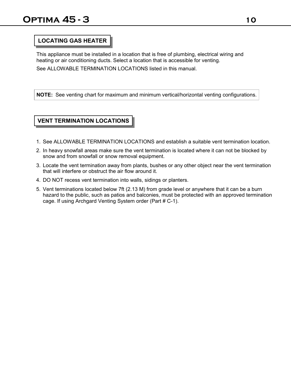 Optima 45 - 3 | Optima Company Optima 45 - 3 User Manual | Page 10 / 49