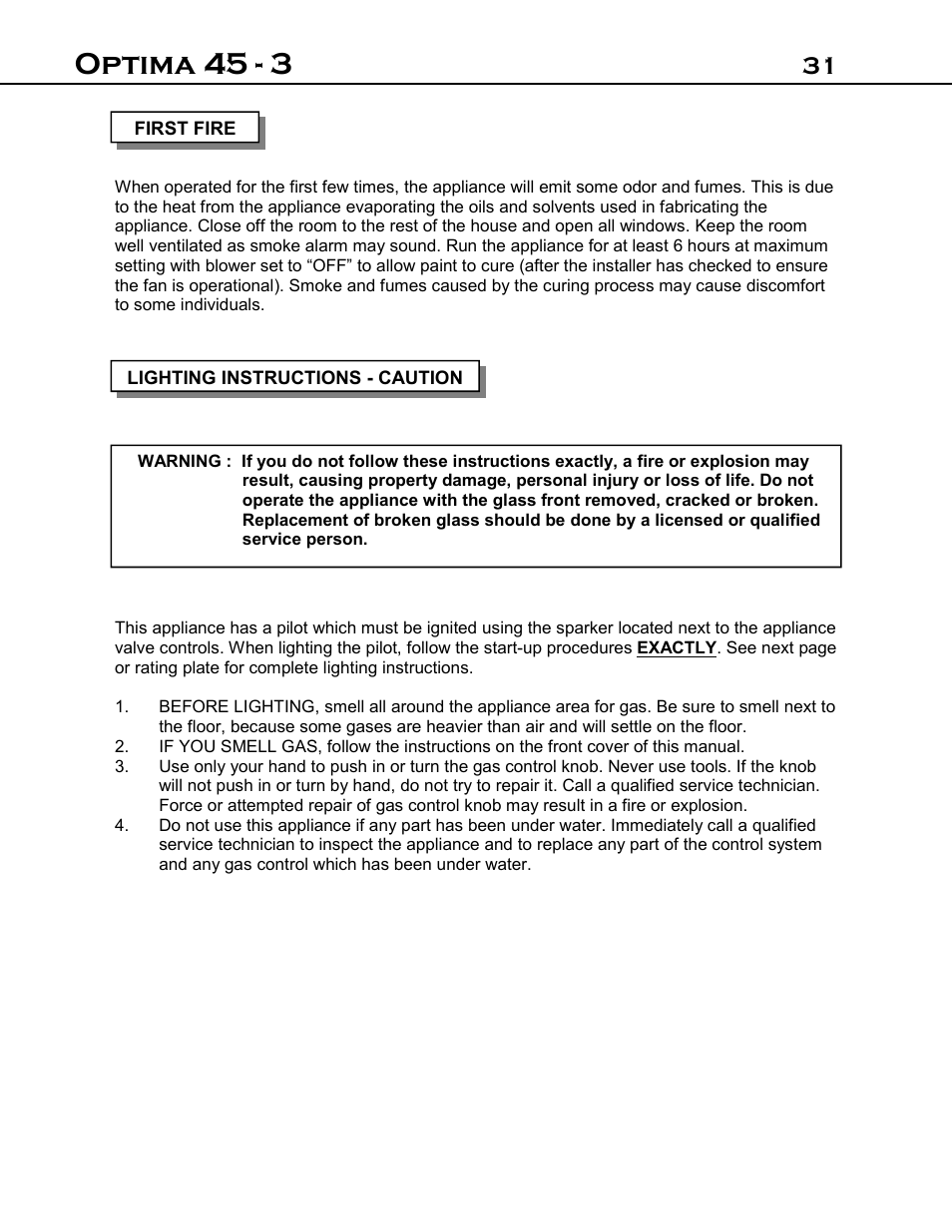 Optima 45 - 3 | Optima Company Optima 45 - 3 User Manual | Page 31 / 49