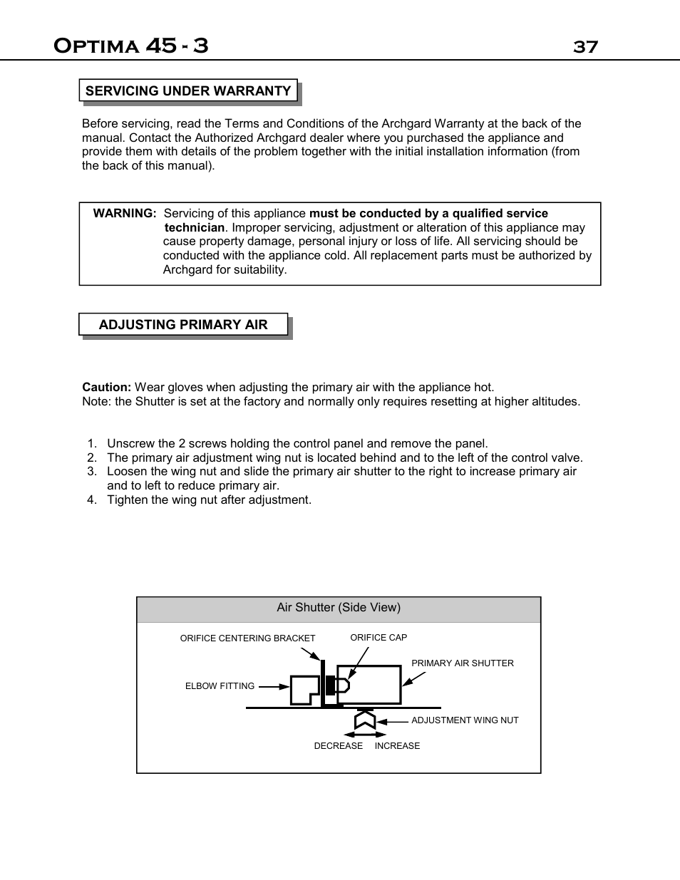 Optima 45 - 3 | Optima Company Optima 45 - 3 User Manual | Page 37 / 49