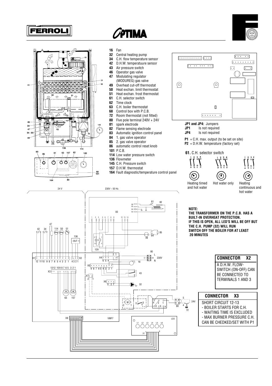 Connector x2 connector x3, C.h. selector switch | Optima Company 1001 User Manual | Page 29 / 32