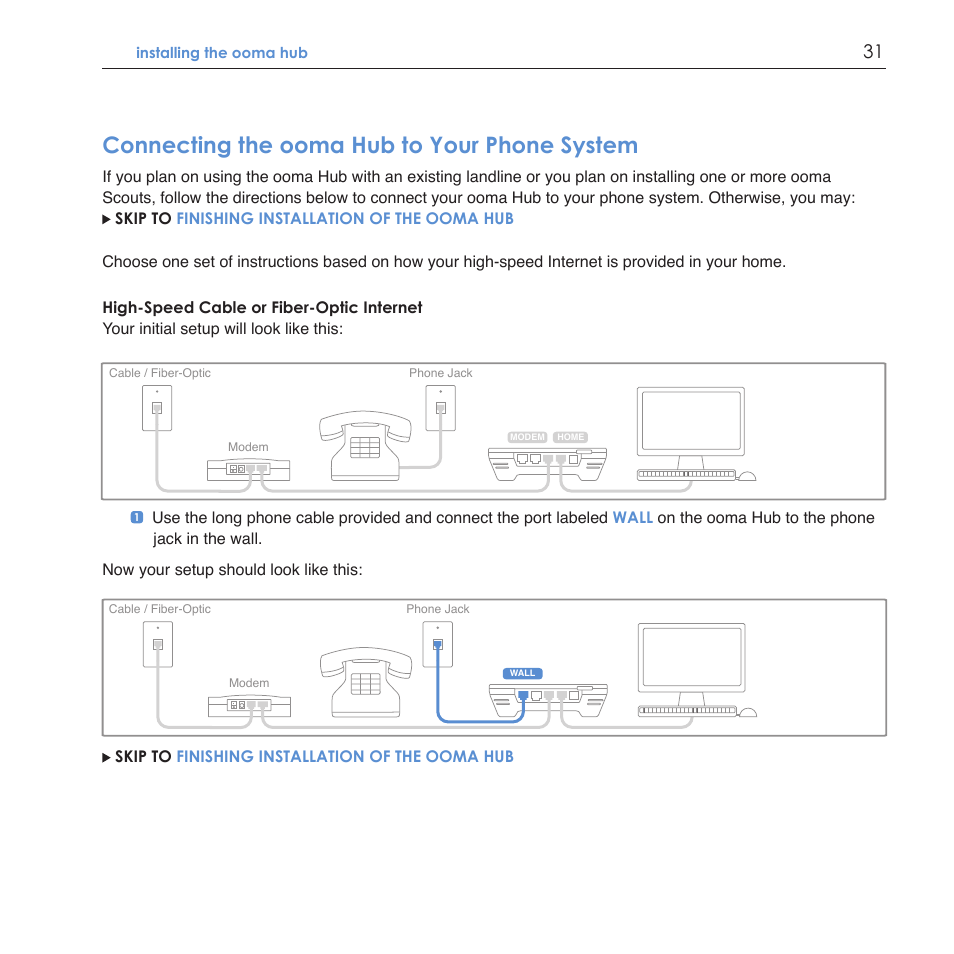 Connecting the ooma hub to your phone system | ooma Scout User Manual | Page 35 / 61