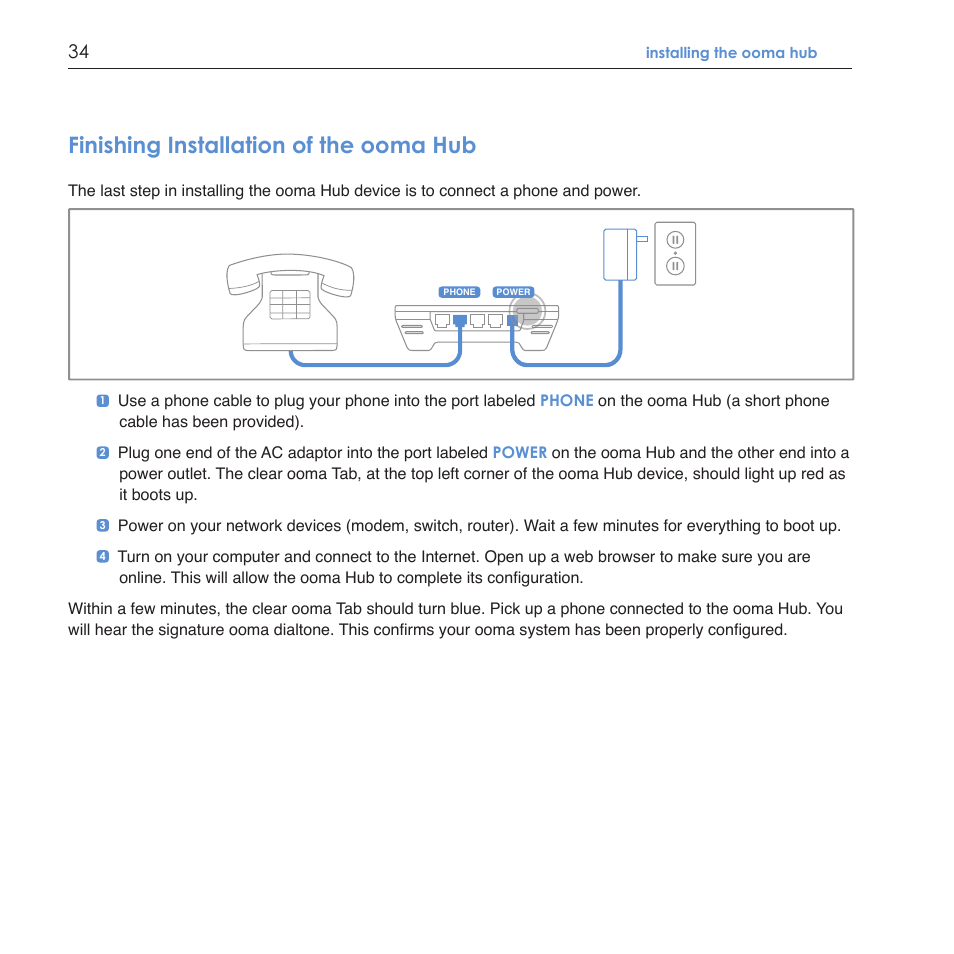 Finishing installation of the ooma hub | ooma Scout User Manual | Page 38 / 61