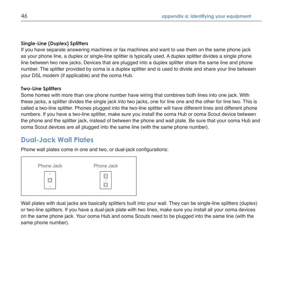 Dual-jack wall plates | ooma Scout User Manual | Page 50 / 61