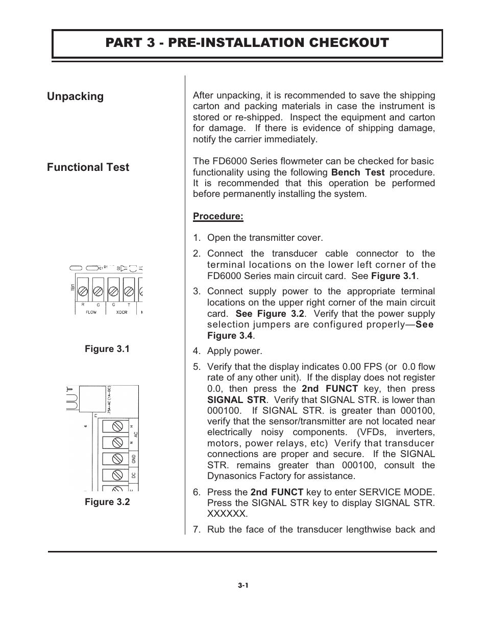 Part 3 - pre-installation checkout | Omega FD6003 User Manual | Page 17 / 47