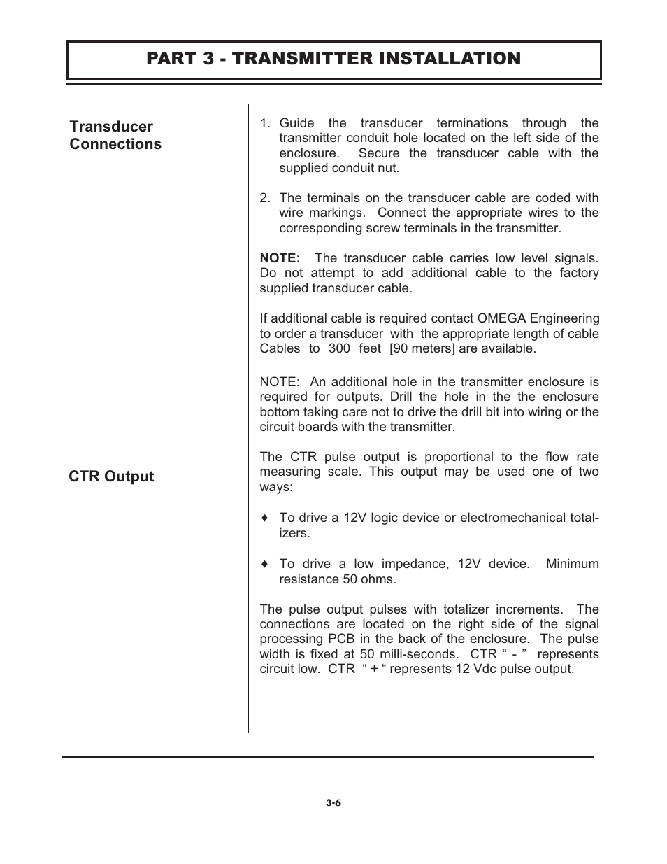 Part 3 - transmitter installation | Omega FD6003 User Manual | Page 22 / 47