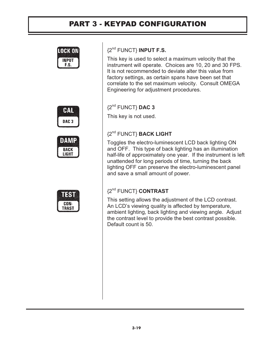 Part 3 - keypad configuration | Omega FD6003 User Manual | Page 35 / 47