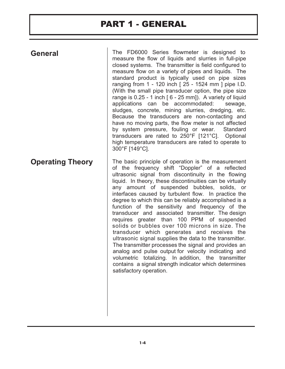 Part 1 - general, General operating theory | Omega FD6003 User Manual | Page 6 / 47