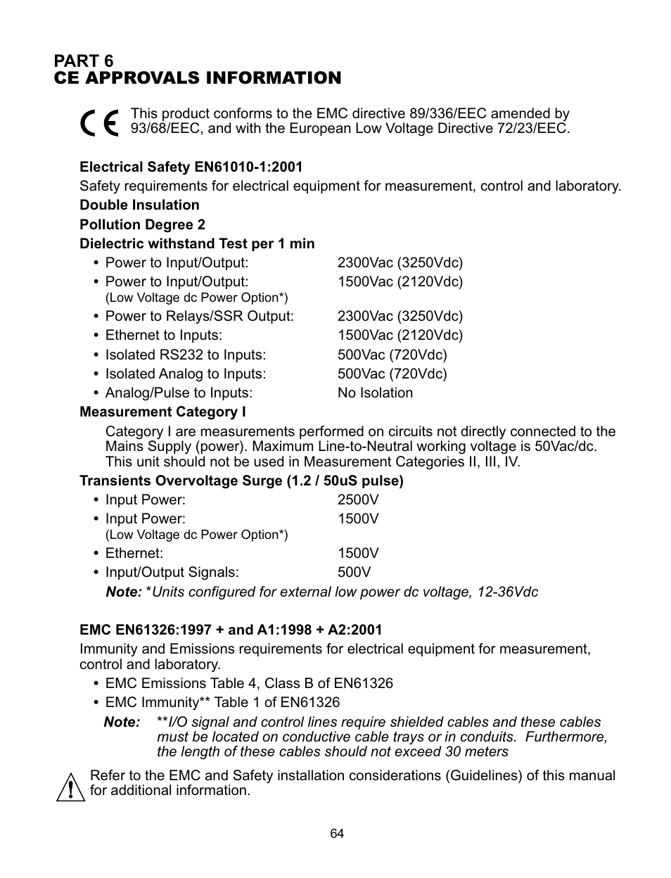 Part 6 ce approvals information | Omega CNI16 User Manual | Page 68 / 72
