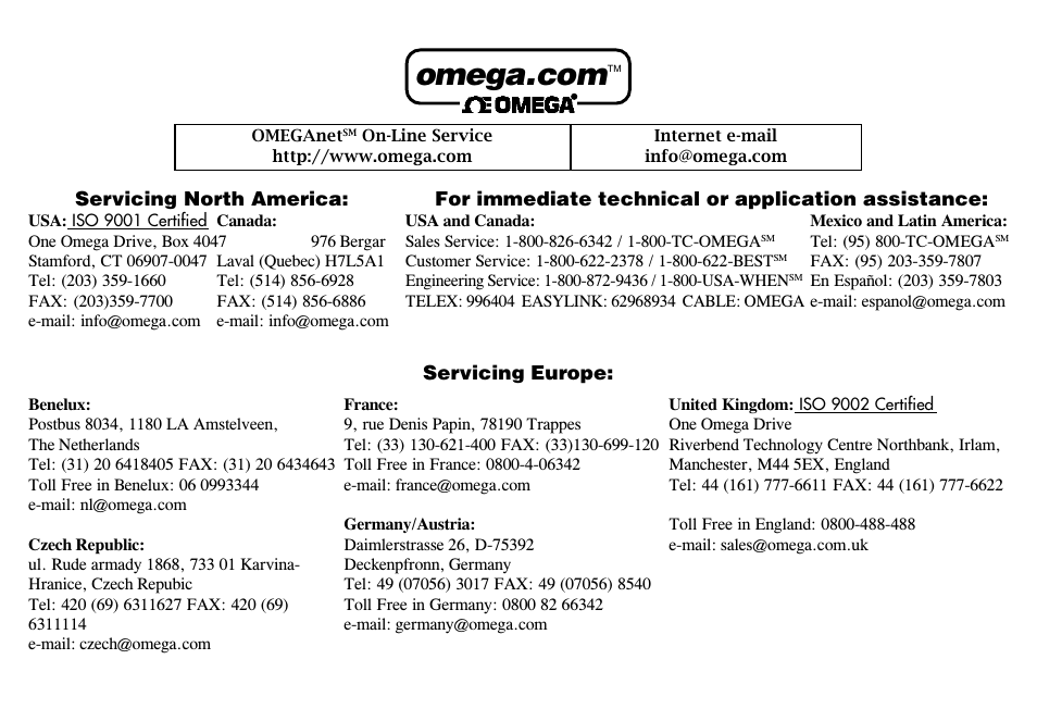 Omega OS643 User Manual | Page 2 / 16