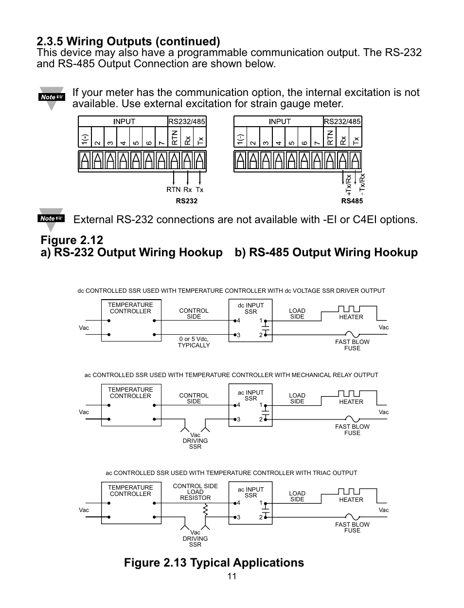 5 wiring outputs (continued), Figure 2.13 typical applications | Omega CNiS8DV User Manual | Page 15 / 72