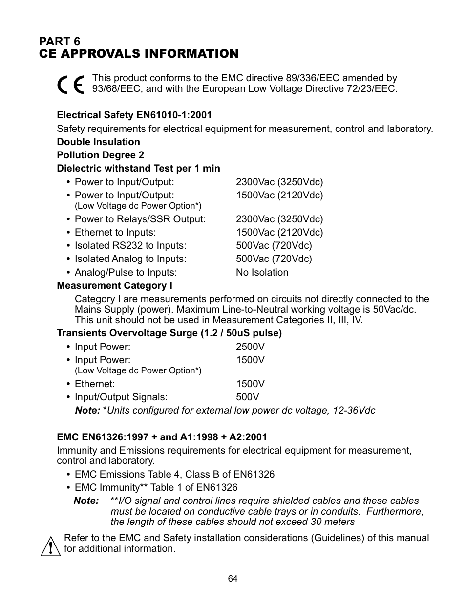 Part 6 ce approvals information | Omega CNiS8DV User Manual | Page 68 / 72