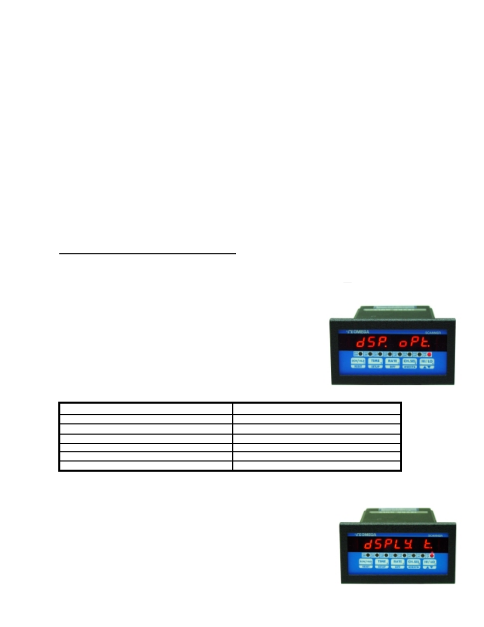 System configuration, Setup for display options, Table 3. display options | Setup for display time, Setup for relay latch/non-latch, Relay latched mode | Omega DPS3100 User Manual | Page 15 / 29