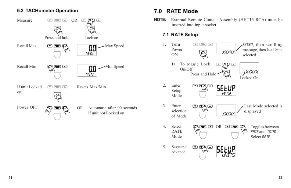 0 rate mode | Omega HHT13 User Manual | Page 14 / 14