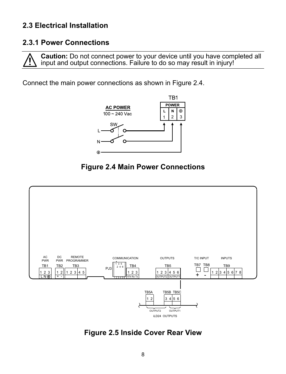 3 electrical installation 2.3.1 power connections | Omega ILD44-UTP User Manual | Page 12 / 71