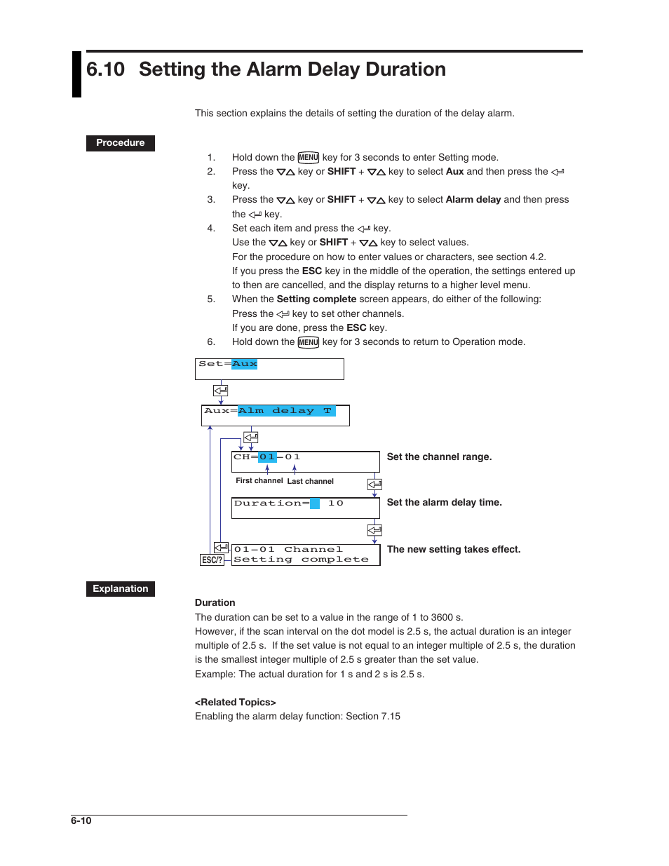 10 setting the alarm delay duration | Omega RD100B User Manual | Page 118 / 234