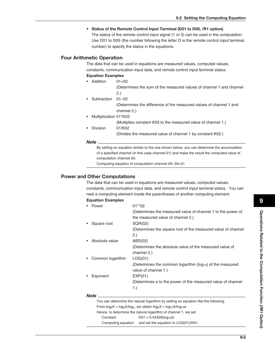 Four arithmetic operation, Power and other computations | Omega RD100B User Manual | Page 162 / 234