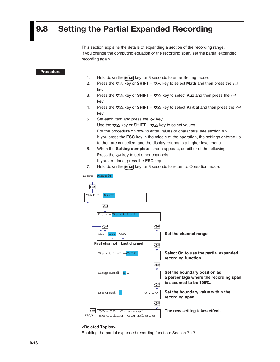 8 setting the partial expanded recording | Omega RD100B User Manual | Page 173 / 234