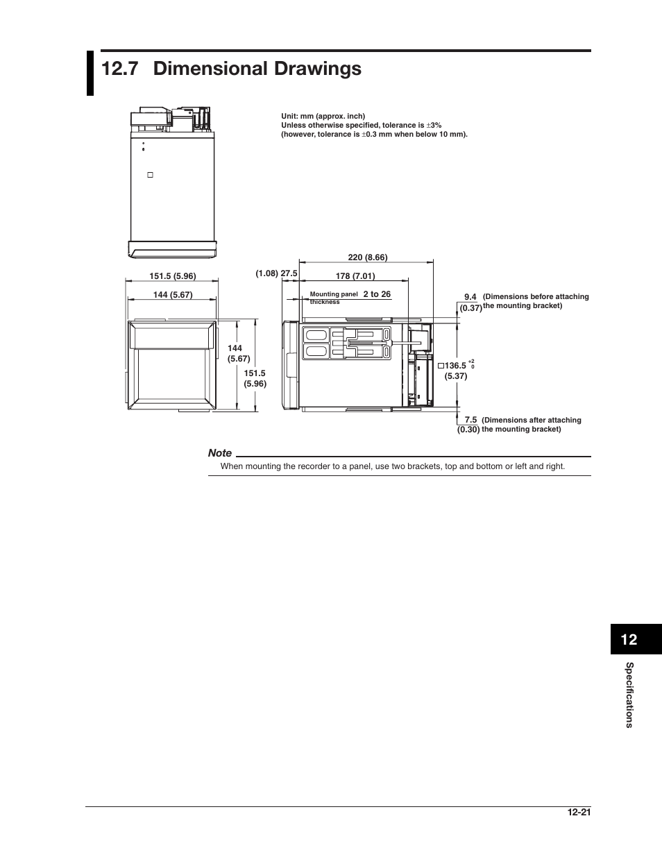 7 dimensional drawings | Omega RD100B User Manual | Page 223 / 234