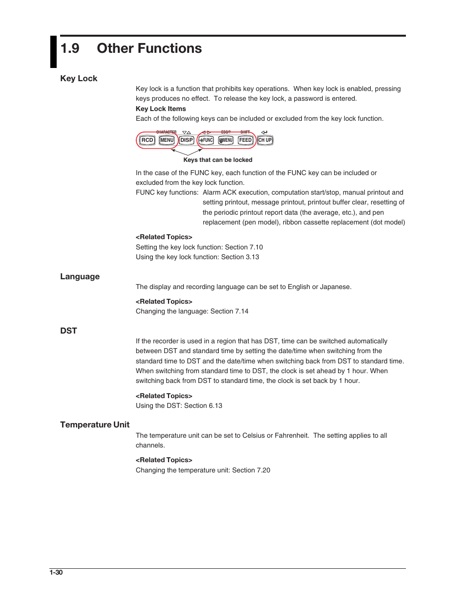 9 other functions | Omega RD100B User Manual | Page 44 / 234