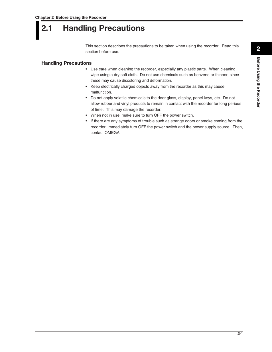 1 handling precautions | Omega RD100B User Manual | Page 45 / 234