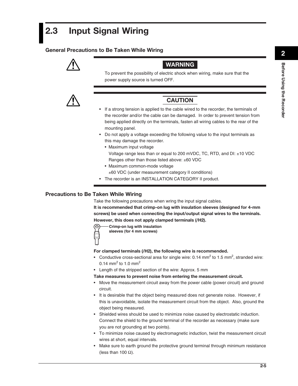 3 input signal wiring, Warning, Caution | Omega RD100B User Manual | Page 49 / 234