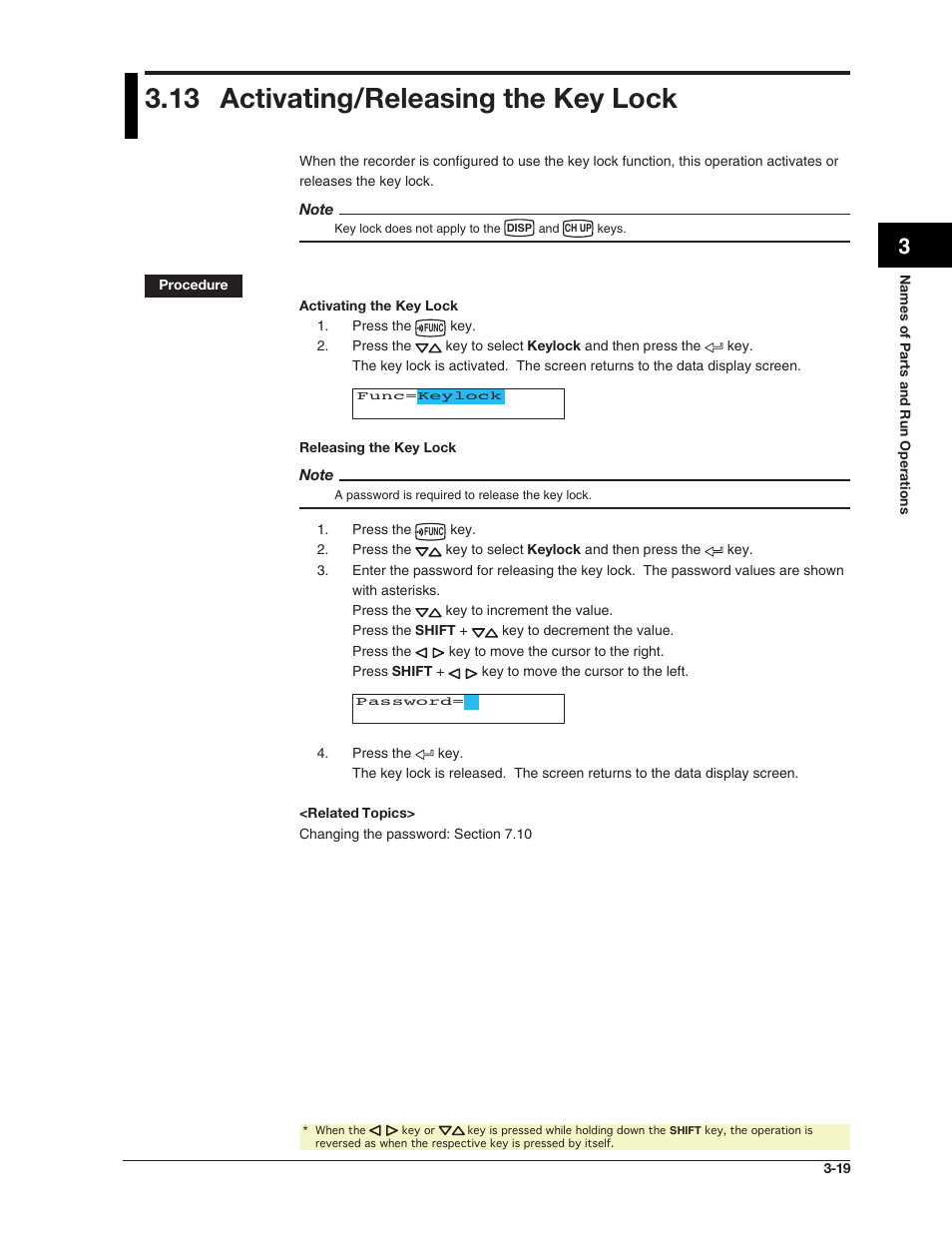 13 activating/releasing the key lock | Omega RD100B User Manual | Page 77 / 234