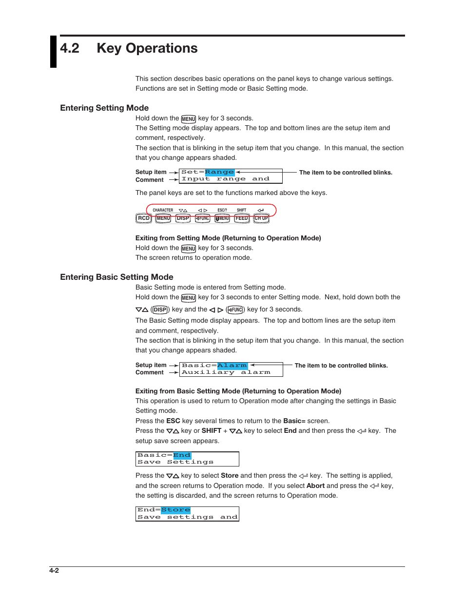 2 key operations, Entering setting mode, Entering basic setting mode | Omega RD100B User Manual | Page 79 / 234