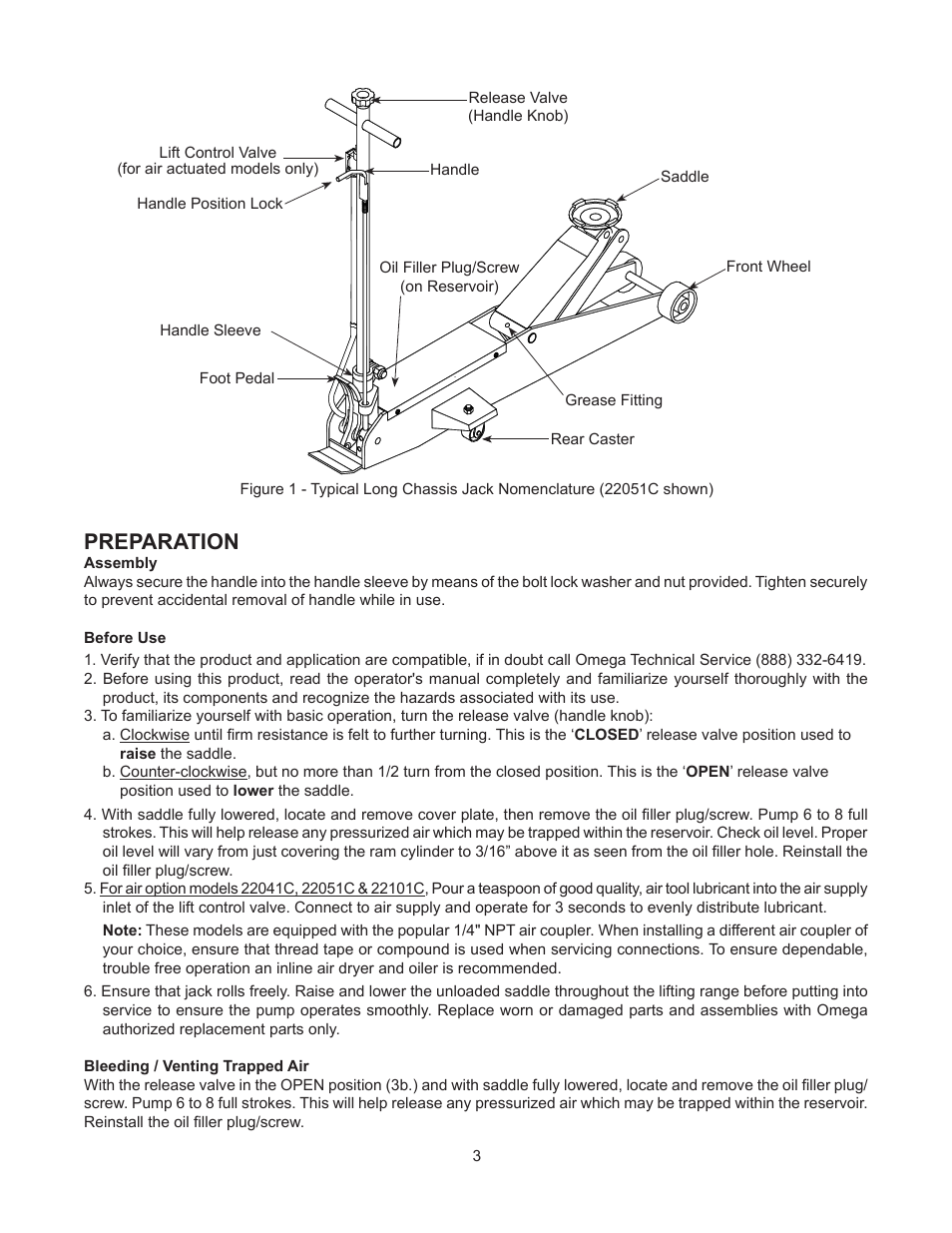 Preparation | Omega 22040C User Manual | Page 3 / 12