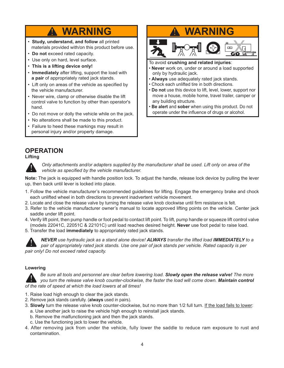 Warning | Omega 22040C User Manual | Page 4 / 12