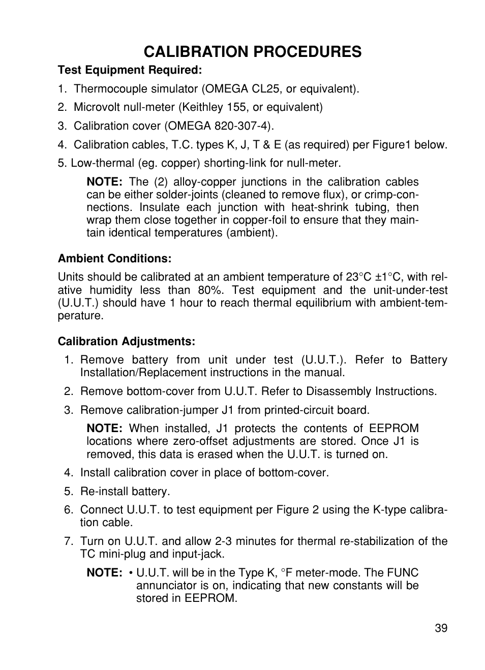 Calibration procedures | Omega CL27 User Manual | Page 41 / 46