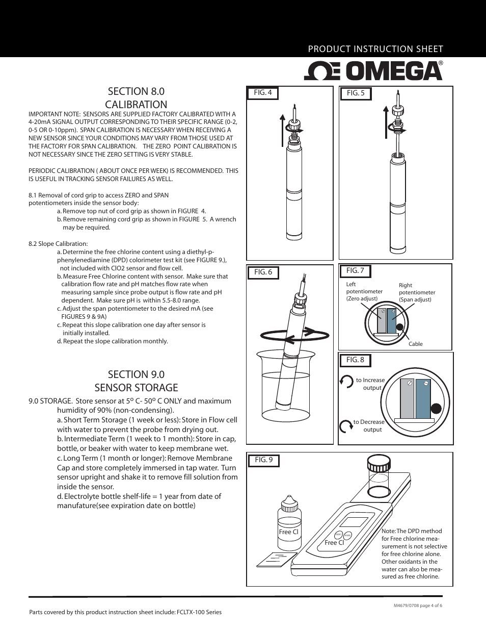 Product instruction sheet | Omega FCLTX-100 User Manual | Page 4 / 6