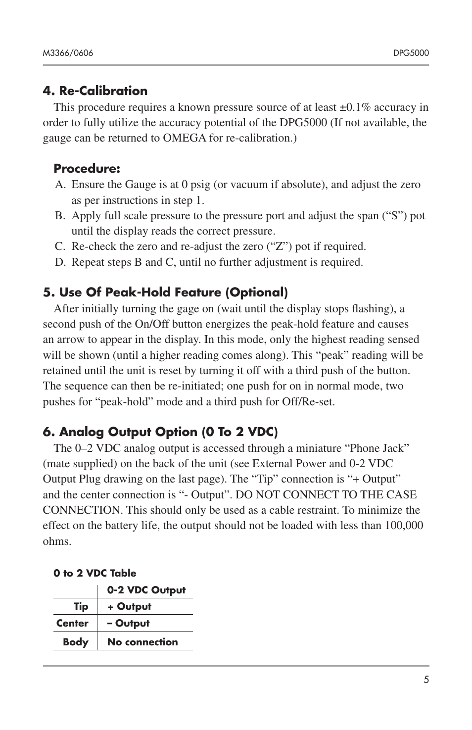 Omega PRESSURE GAUGES DPG5000 User Manual | Page 7 / 12