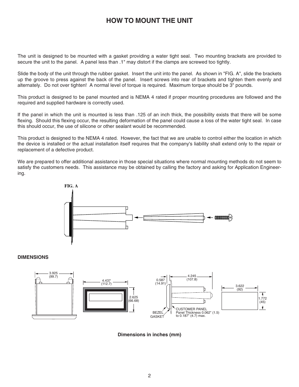 How to mount the unit | Omega DPF76 User Manual | Page 7 / 30