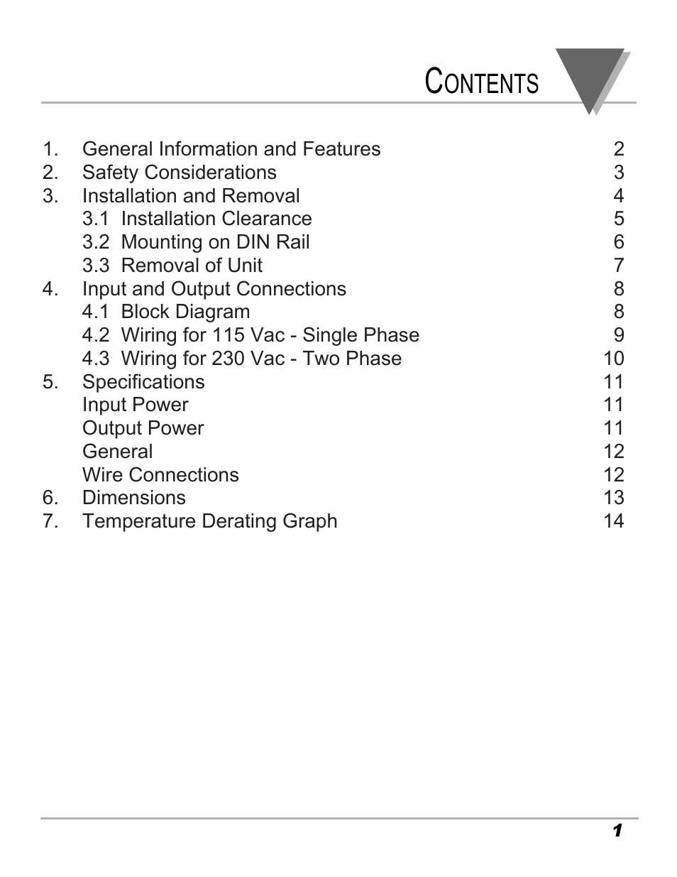 Ontents | Omega DRN-PS-1000 User Manual | Page 3 / 20