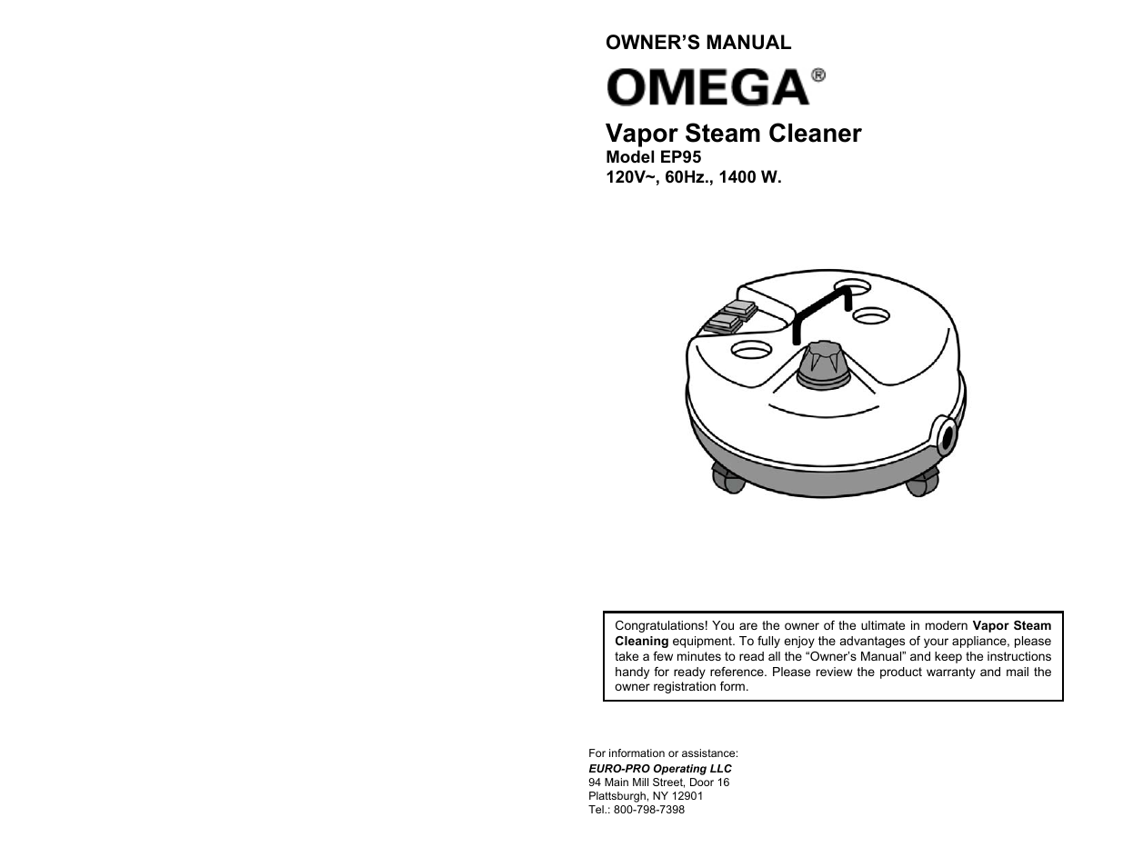 Omega EP95 User Manual | 6 pages