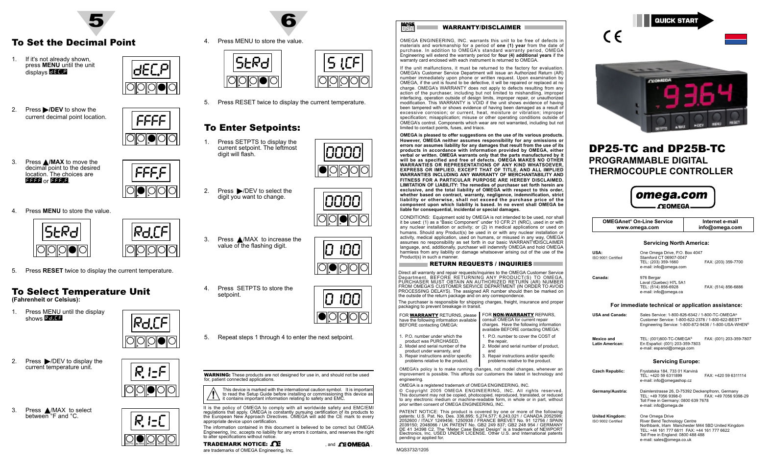 Omega DP25-TC User Manual | 2 pages