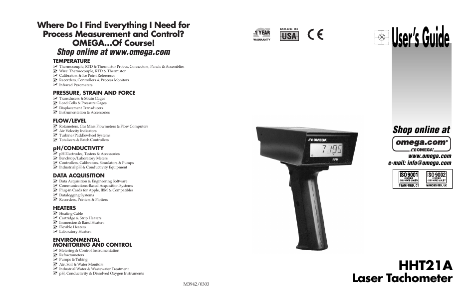 Omega HHT21A User Manual | 6 pages