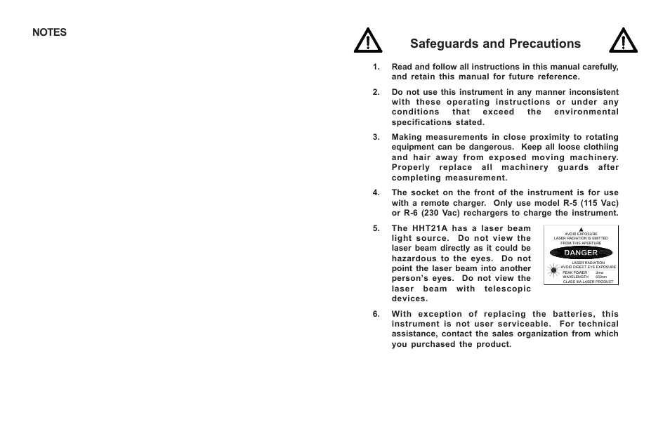 Safeguards and precautions | Omega HHT21A User Manual | Page 3 / 6
