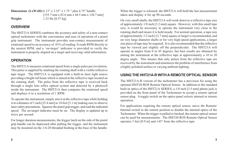 Omega HHT21A User Manual | Page 6 / 6