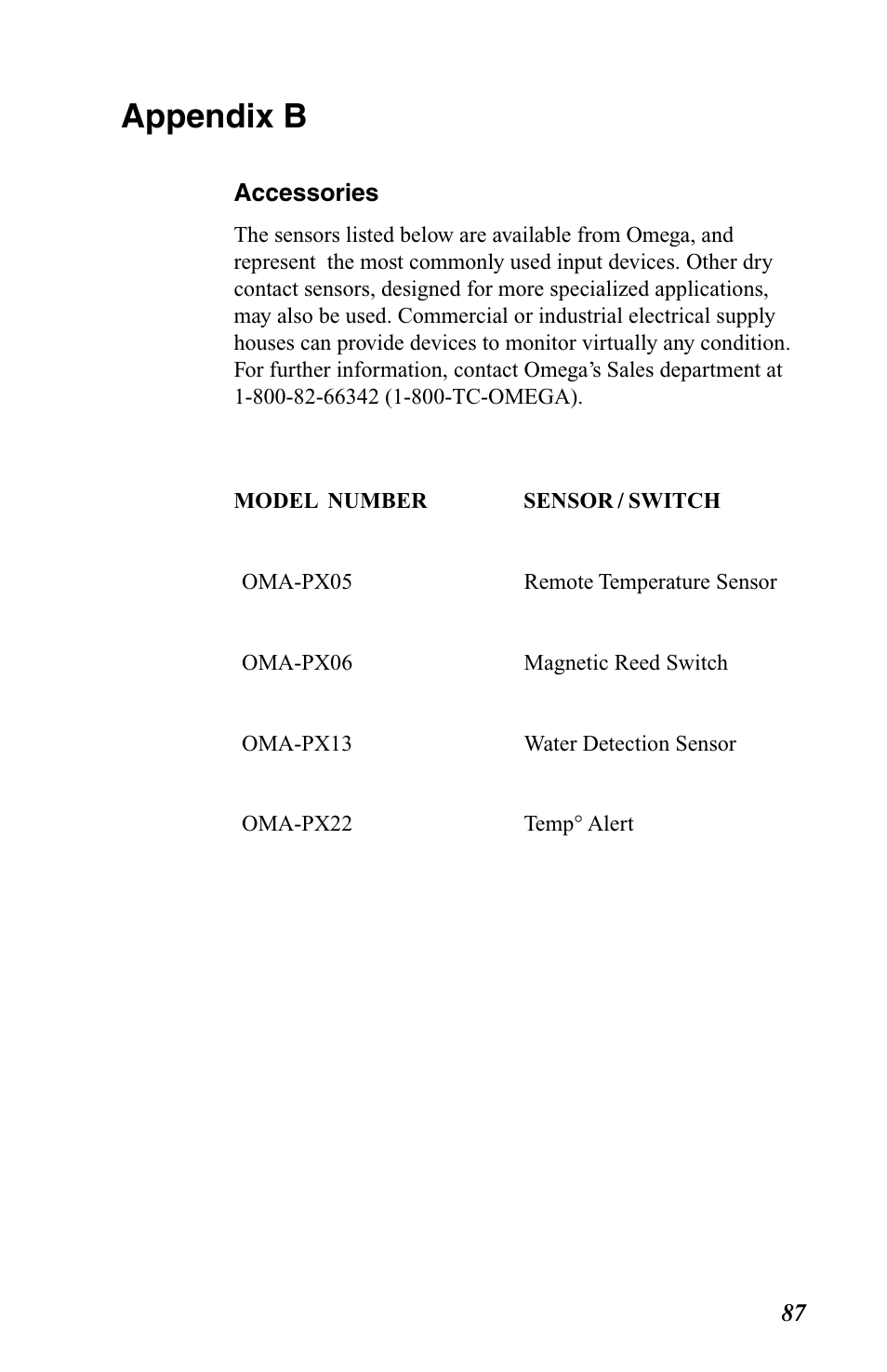 Appendix b | Omega OMA-P1104 User Manual | Page 101 / 102
